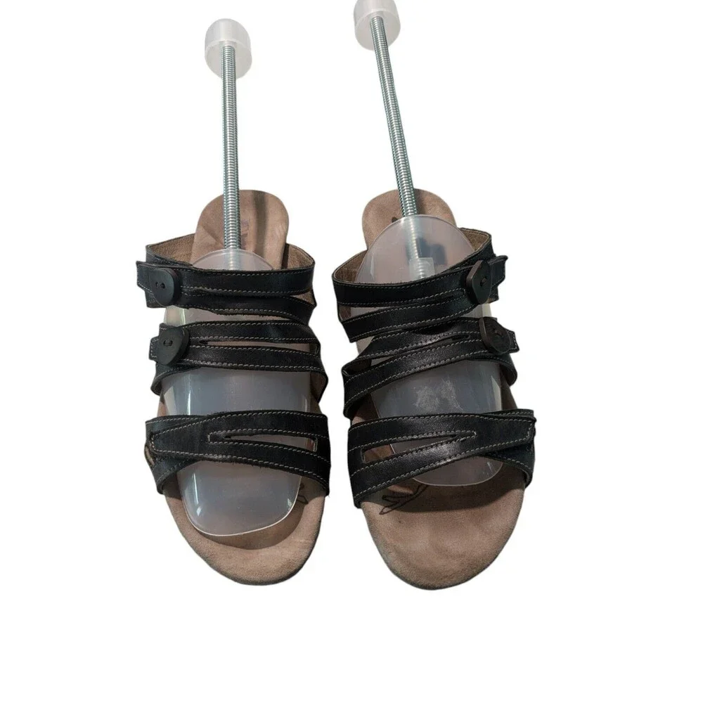 Romika Womens Comfort Leather Sandals Slip On Slides Wedge Size US 8.5 Brown